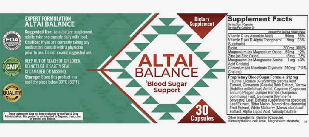 Altai Balance supplement facts